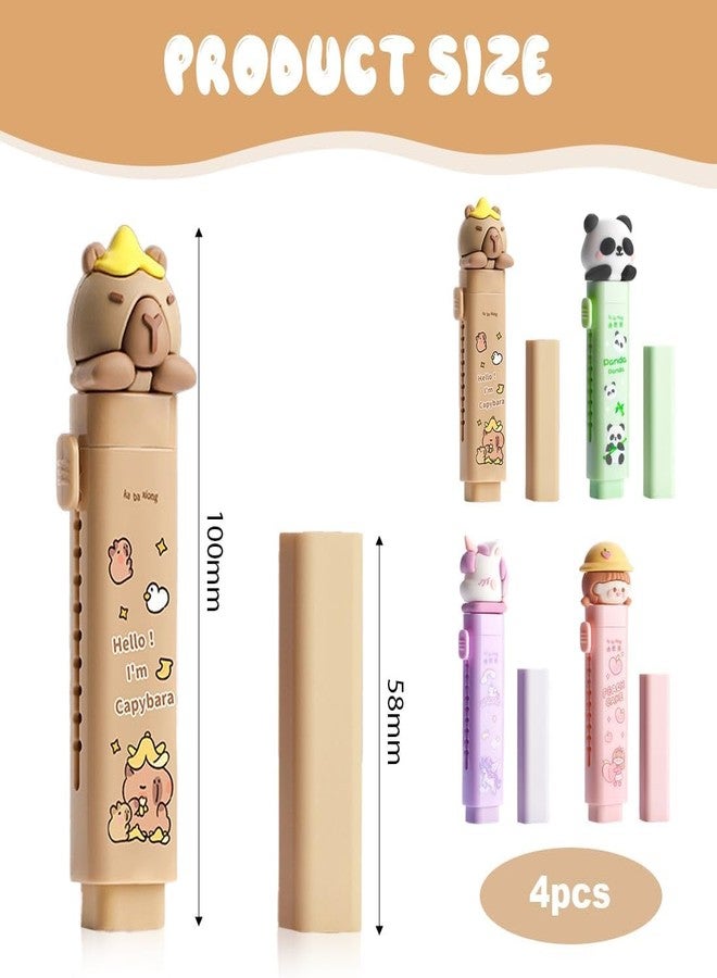 URM ممحاة على شكل قاطع للأطفال (قاطعان + 4 ممحاة) | مجموعة ممحاة برسومات كرتونية مع علبة منزلقة | تصميم كرتوني لطيف | ممحاة أقلام رصاص غير سامة للأدوات المدرسية وهدايا تذكارية - Image 4